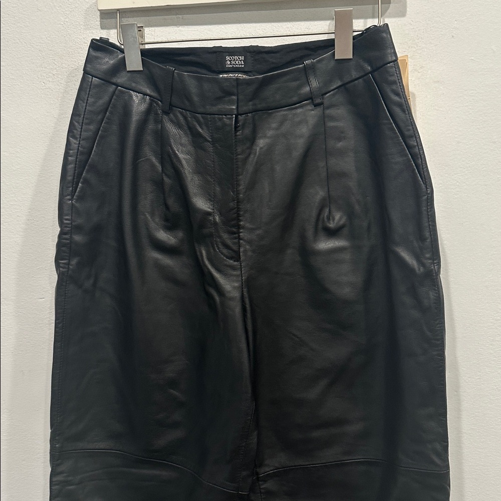 SCOTCH & SODA Leather Robyn trousers pants black size small NWT pockets - Picture 5 of 15